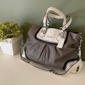 Coach Cream and Taupe Leather Bag
